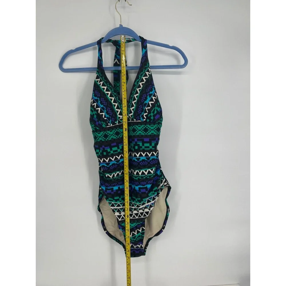Merona One‎ Piece Swimsuit Halter Geometric Print Swimwear L